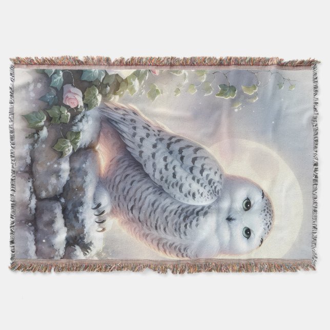 Manta Snowy Owl in Moonlit Winter Garden (Anverso)