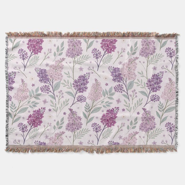 Manta Soft Pink and Purple Lilac Floral Pattern   (Anverso)