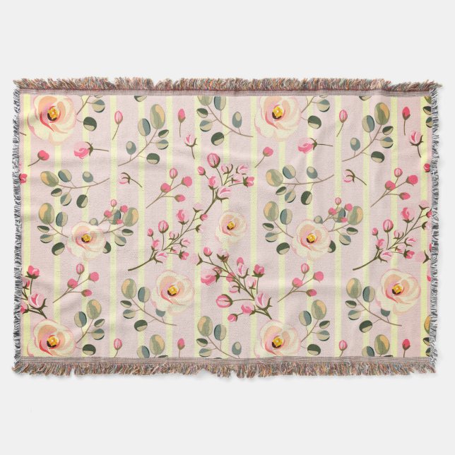 Manta Soft Pink Floral Stripe Pattern (Anverso)