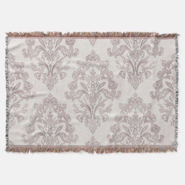 Manta Soft Taupe Damask Watercolor Classic Floral (Anverso)