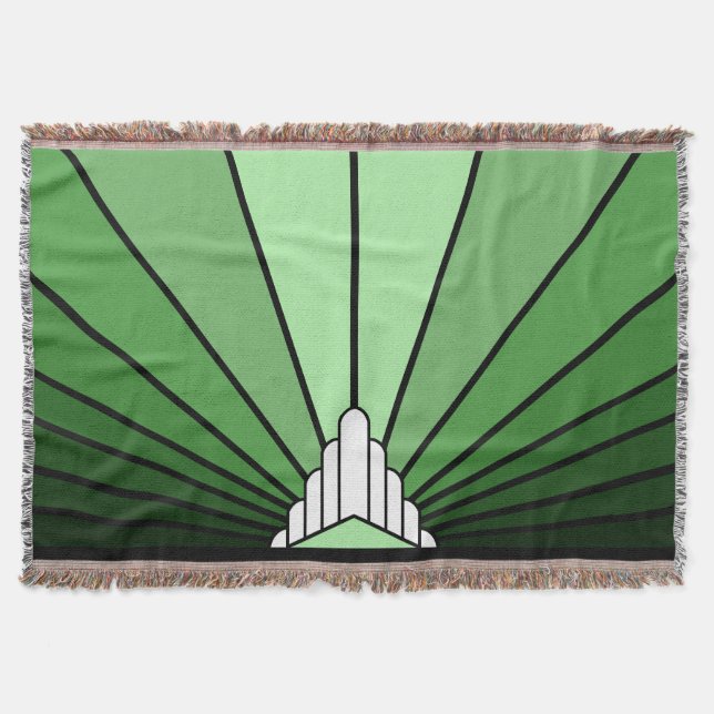 Manta Sol Art Decó en verde (Anverso)