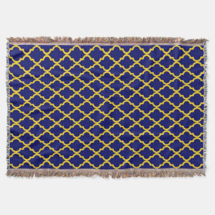 Manta Sol zafiro: azul y amarillo boho elegancia marroqu