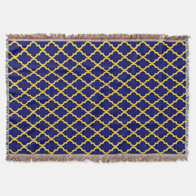 Manta Sol zafiro: azul y amarillo boho elegancia marroqu (Anverso)