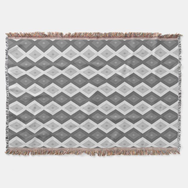 Manta Sombras de patrón de diamante gris (Anverso)