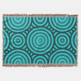 Manta Sombras del patrón circular anidado de turquesa