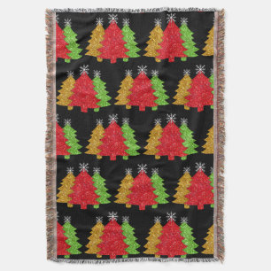 Manta Sparkling rojo dorado verde árbol de Navidad copo 