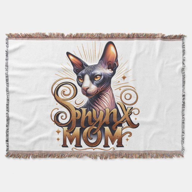 Manta Sphynx Cat Mom Crazy Cat Lady Throw Blanket (Anverso)