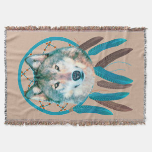 Manta Spirit Wolf Dream Catcher Personalizado Throw Blan