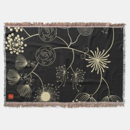 Manta "Spread of Love" Golden Black Abstract Flowers