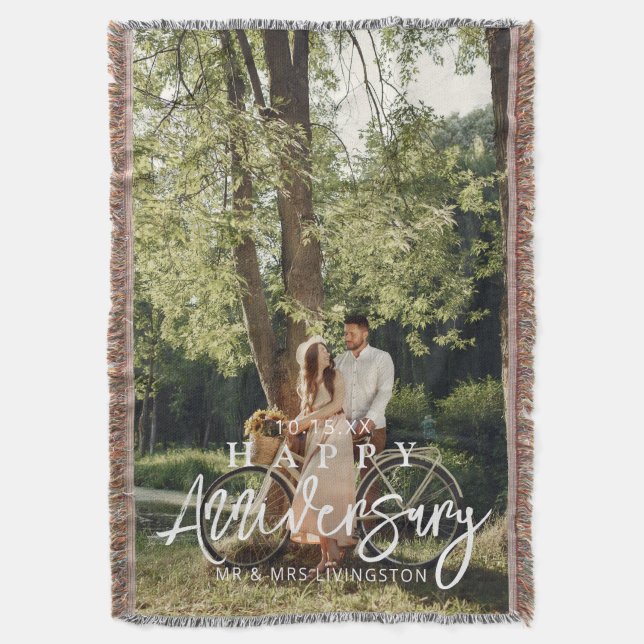 Manta Sr. y Sra. Feliz Boda Personalizado Aniversario (Frente vertical)