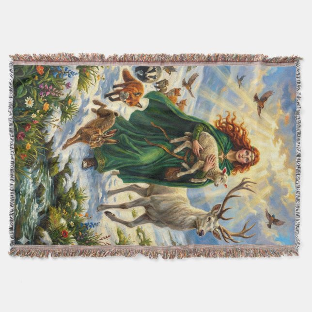 Manta St Brigid Diosa de la Primavera Bosque Animales Im (Anverso)