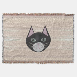 Manta Stained Glass Black Cat, Beige