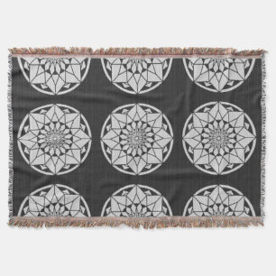 Manta Star Mandala tejiendo blanco y negro