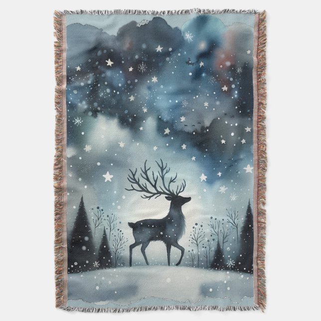 Manta Starry Winter Night Deer  (Frente vertical)