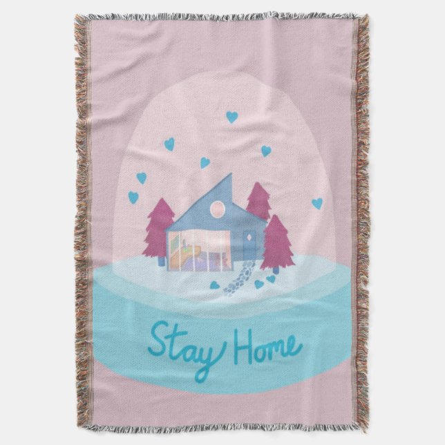 Manta Stay Home Snow Globe Hearts (Frente vertical)