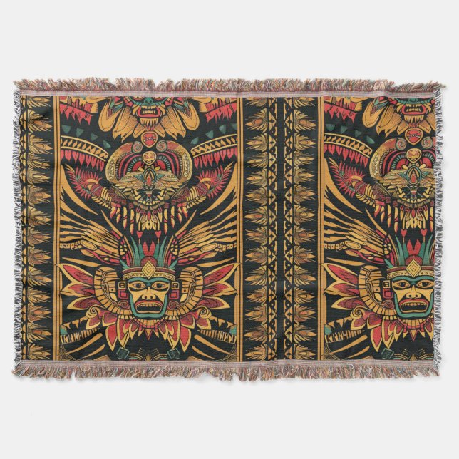 Manta Suave Aqua "Sueño Azteca" Cosy Throw Blanket (Anverso)