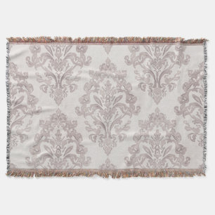 Manta Suave Floral Clásica de Acuarela Damask en Taupe