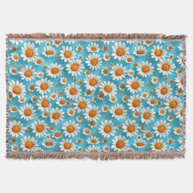 Manta 🌼 Suave Manto de Flores de Margarita para Hogar A (Anverso)