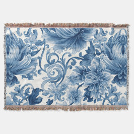 Manta Sueños Azules | Chinoiserie de Acuarela Floral Bla