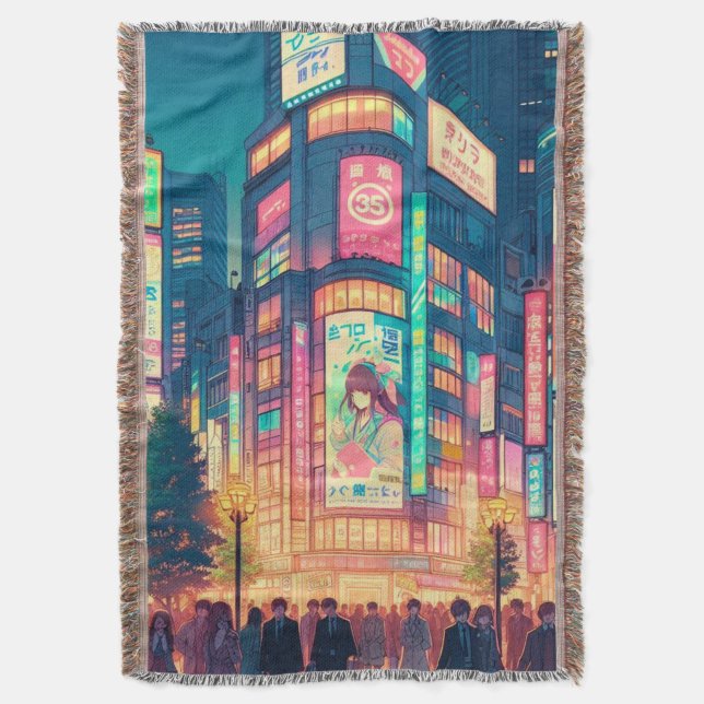 Manta Sueños de neón de Shibuya (Frente vertical)