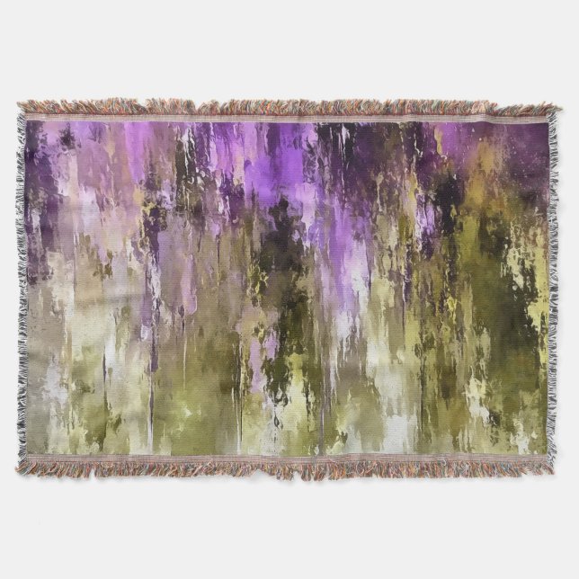Manta Sueños Violetas y Cielos Oliva (Anverso)