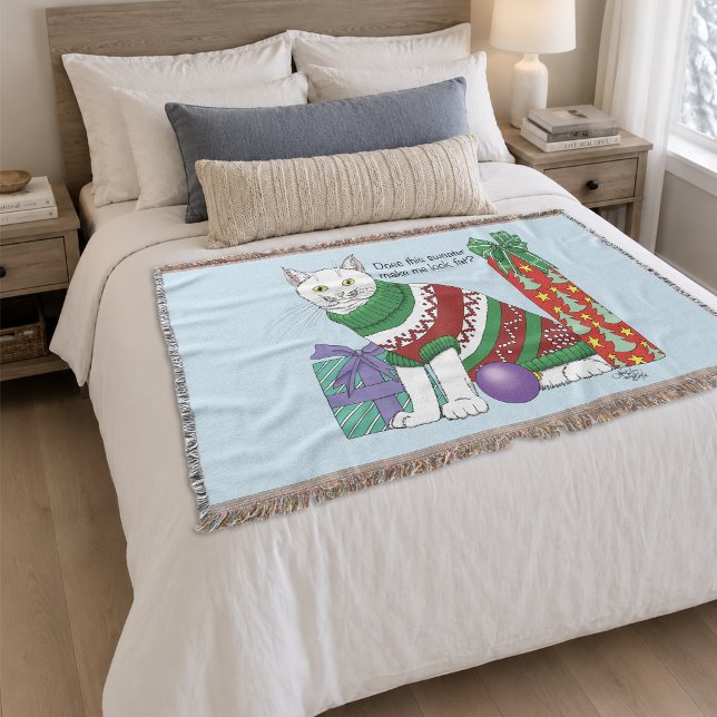 Manta Suéter feo divertido y sarcástico de Navidad gato  (Subido por el creador)
