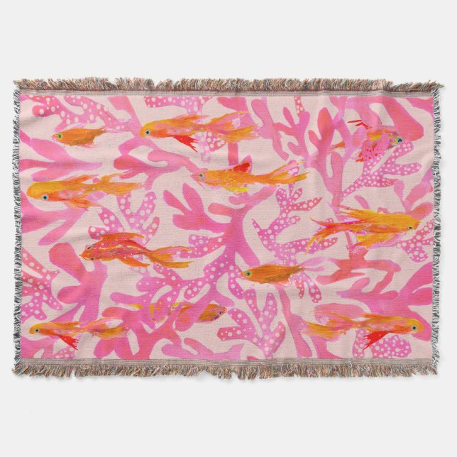 Manta Summer Coral and Goldfish Throw Blanket (Anverso)