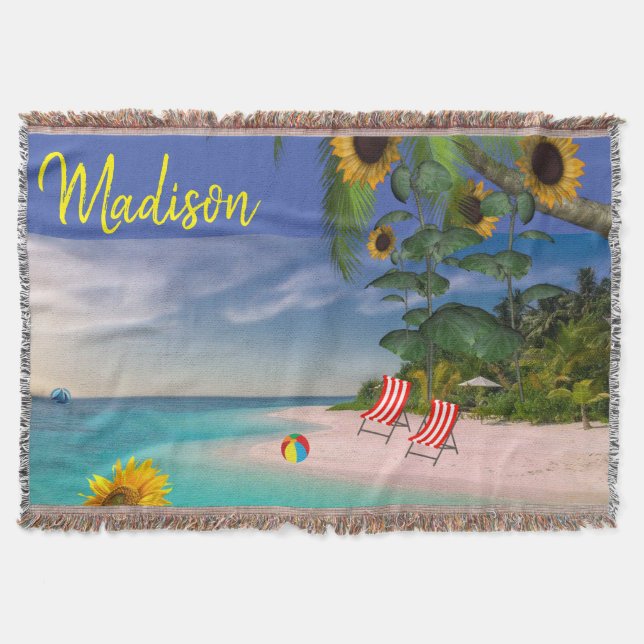 Manta Sunflower Beach Throw Blanket (Anverso)