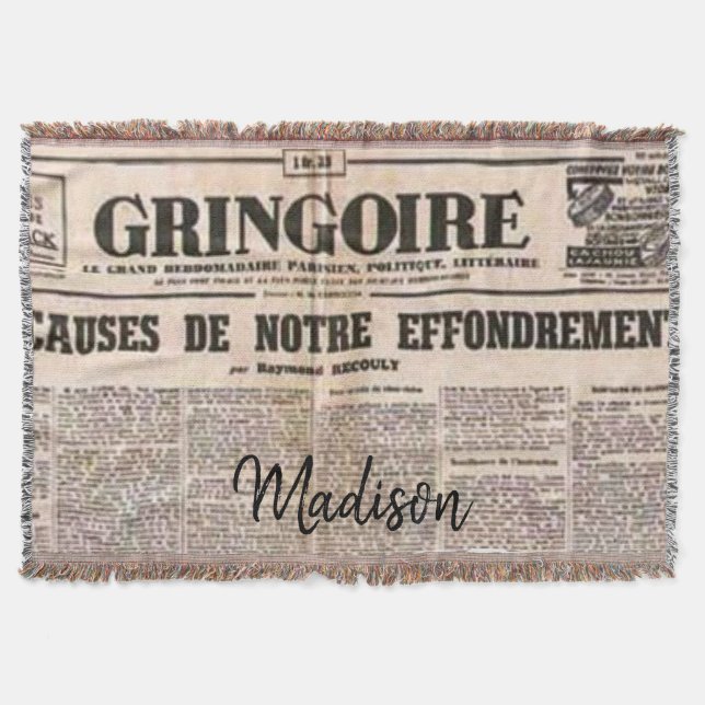 Manta Sunflower Paris France News Throw Blanket (Anverso)