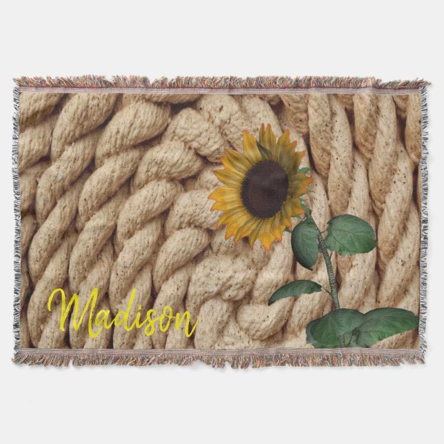 Manta Sunflower Rope Throw Blanket (Anverso)