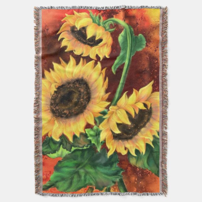 Manta Sunflowers Throw Blanket (Frente vertical)