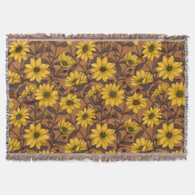 Manta Sunroot, girasol salvaje en amarillo y marrón (Anverso)