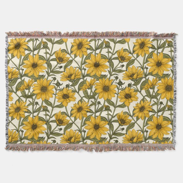 Manta Sunroot, girasol salvaje en blanco roto (Anverso)