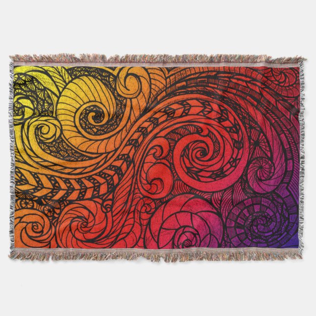 Manta Sunset Swirl Boho Throw Blanket (Anverso)