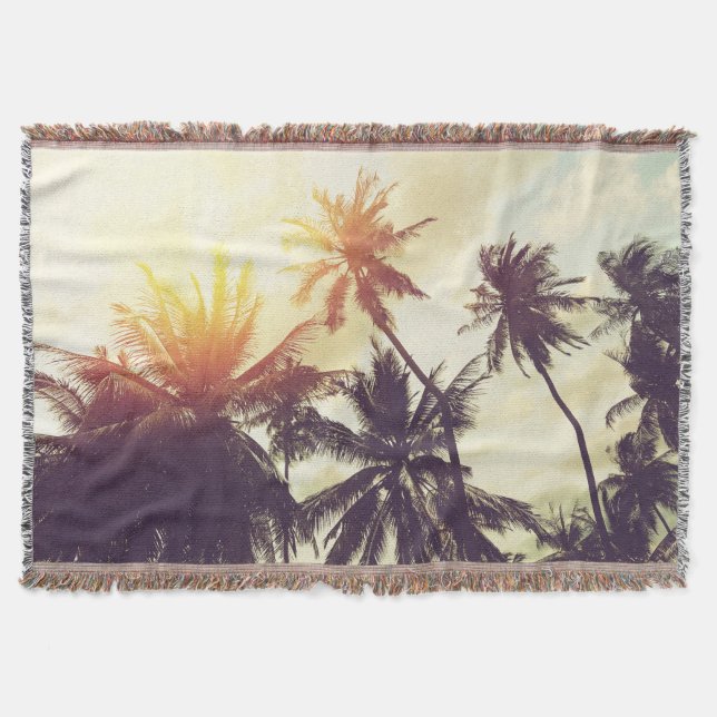 Manta Sunset tropical: Palm Silhouette Vintage (Anverso)