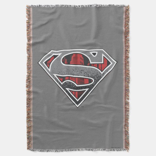 Manta Superman S-Shield | Logotipo Gris y Ciudad Roja (Frente vertical)