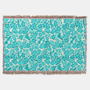 Manta Surf Pareau Hawaiian Hibiscus Throw Blankets