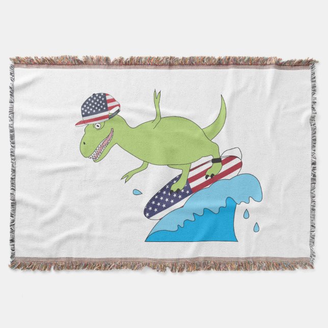 Manta Surfing de la Bandera Americana de Dinosaurios (Anverso)