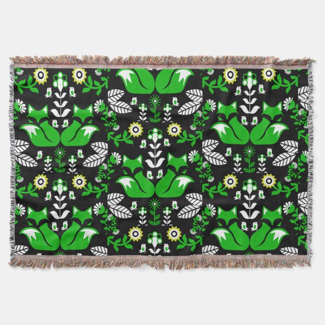 Manta Tablero de arte folclórico nórdico de Fox (Anverso)