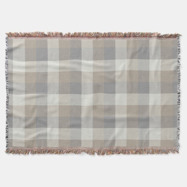 Manta Tan Gray Ivory Neutral Rustic Plaid (Anverso)