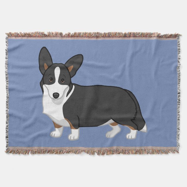 Manta Tan negro lindo Cardigan galés Corgi amantes de pe (Anverso)