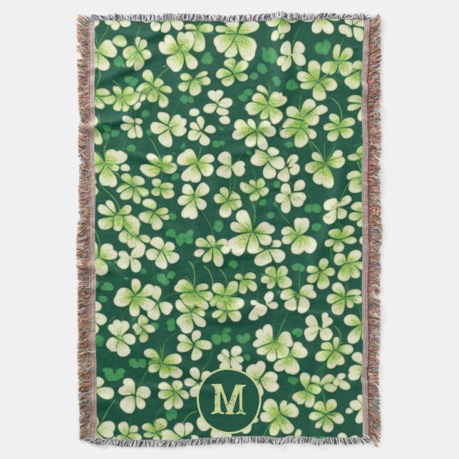 Manta Tapiz de Shamrock Esmeralda: Luz Verde Oscura (Frente vertical)
