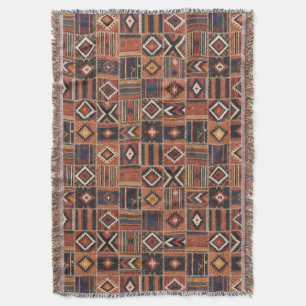 Manta Tapiz geométrico de Kilim de patchwork rústico