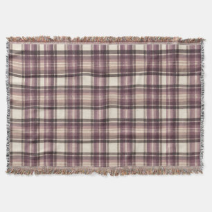Manta Tartan a cuadros de ciruela y crema vintage