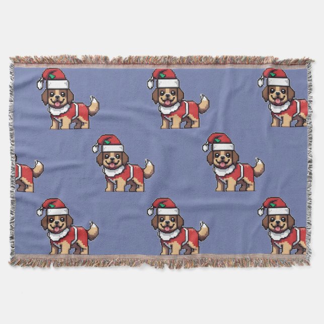 Manta Te deseamos una feliz navidad con una linda santa  (Anverso)