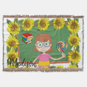 Manta Teacher de girasol Throw Blanket