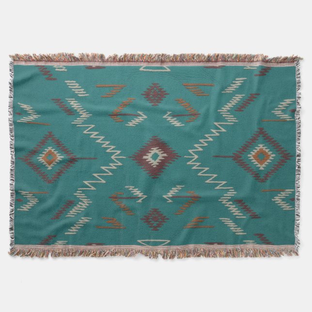 Manta Teal Southwest Navajo Geometric (Anverso)