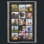 Manta Tejida 15 Collage de fotos cuadrado Keepsake negro<br><div class="desc">El collage de fotos de diseño cuadrado arroja manta perfecta para tus fotos de instagram, con marcos negros. ¡Hace un regalo de vacaciones encantador o me quedo con un niño que va a la universidad! Hay más colores disponibles en mi tienda. —plantilla de fotos de plantilla de: https://unsplash.com/@thepootphotographer https://unsplash.com/@goodmood77 https://unsplash.com/@jenn_azraimages・・・・juan...</div>