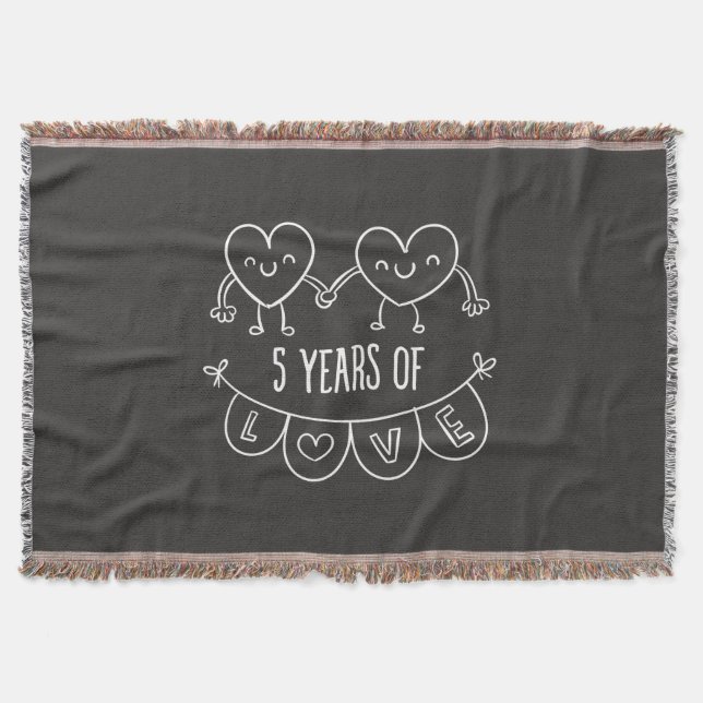 Manta Tejida 5.º Aniversario Gift Chalk Hearts (Anverso)