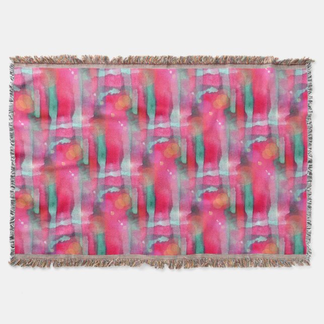 Manta Tejida Acuarela pintada extracto del resplandor de Sun (Anverso)